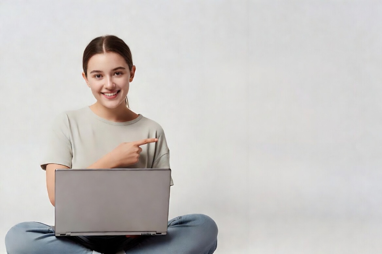 Person with laptop as LearnAI hero visual