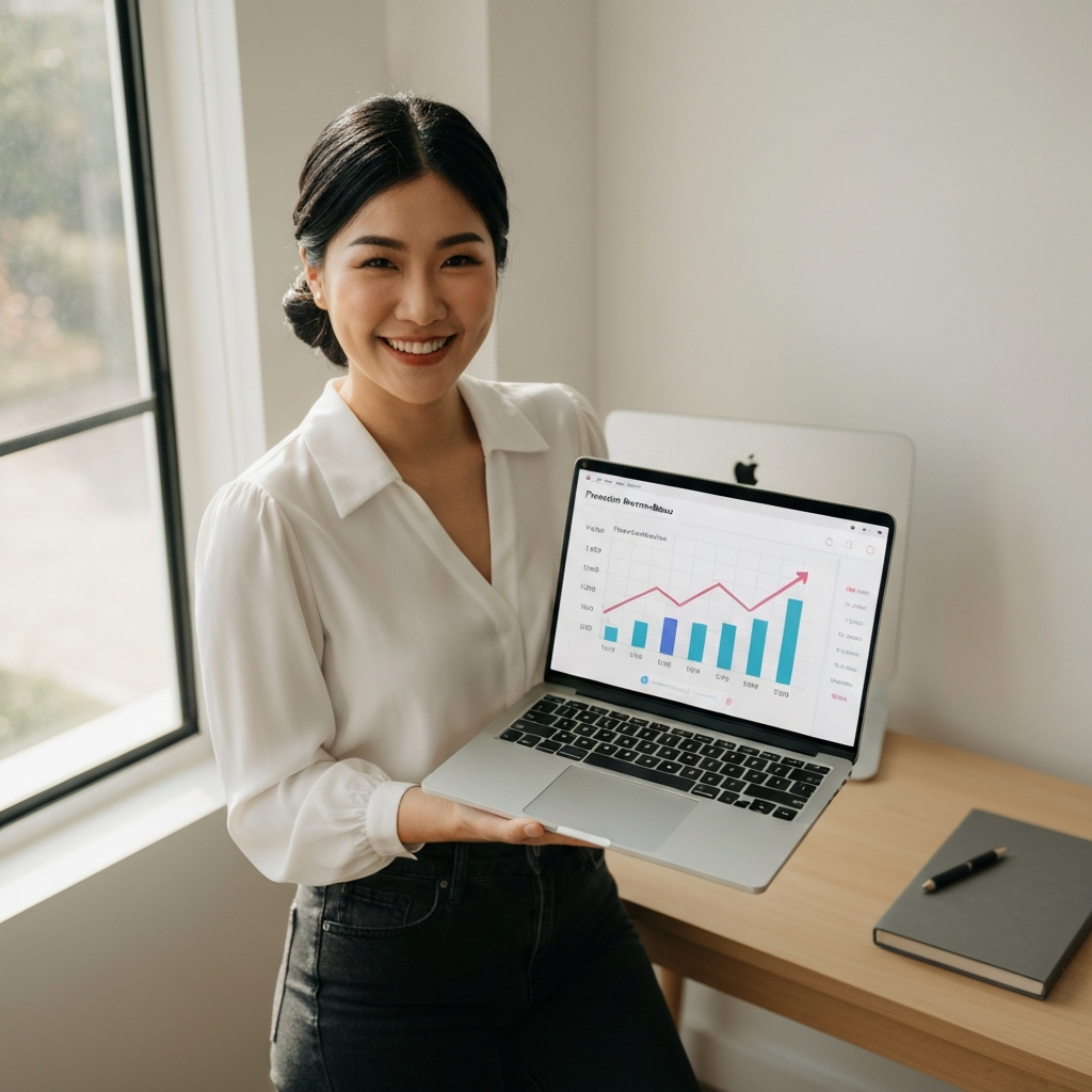 Entrepreneur celebrating income milestones from AI